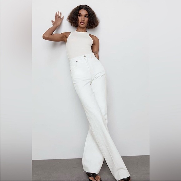 Zara wide leg high waist full length denim jeans size 2 - Picture 1 of 11